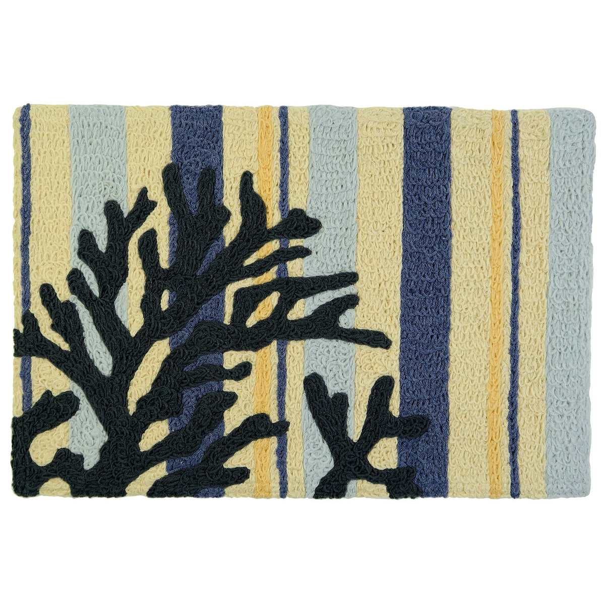 Blue Coral on Weathered Boards Jellybean Accent Rug 20