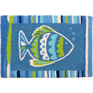 Jellybean Jazzy Blue Fish 20"x30" Washable Accent Rug