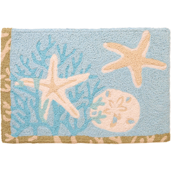 Jellybean Coral Fan & Starfish 20"x30" Washable Accent Rug