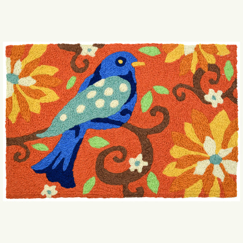 B.J.'S Blue Bird Jellybean Accent Washable Rug 20" x 30"