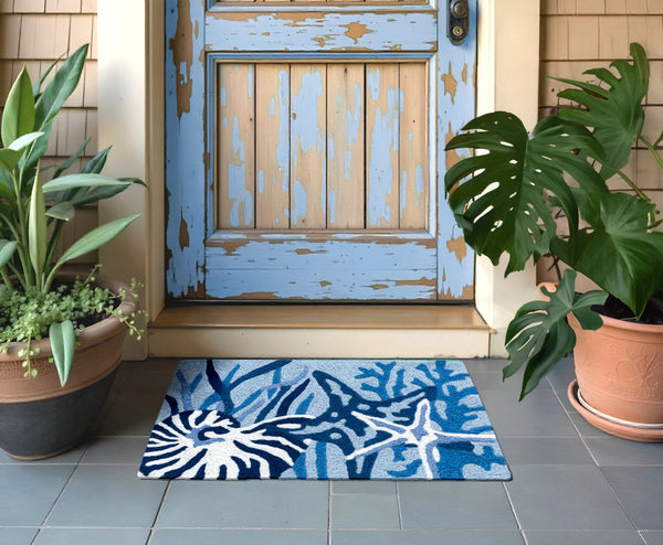 Indigo Shells Jellybean Accent Washable Rug 20" x 30"