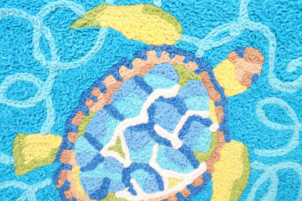 Jellybean Blue Turtle & Swirls 20"x30" Washable Accent Rug