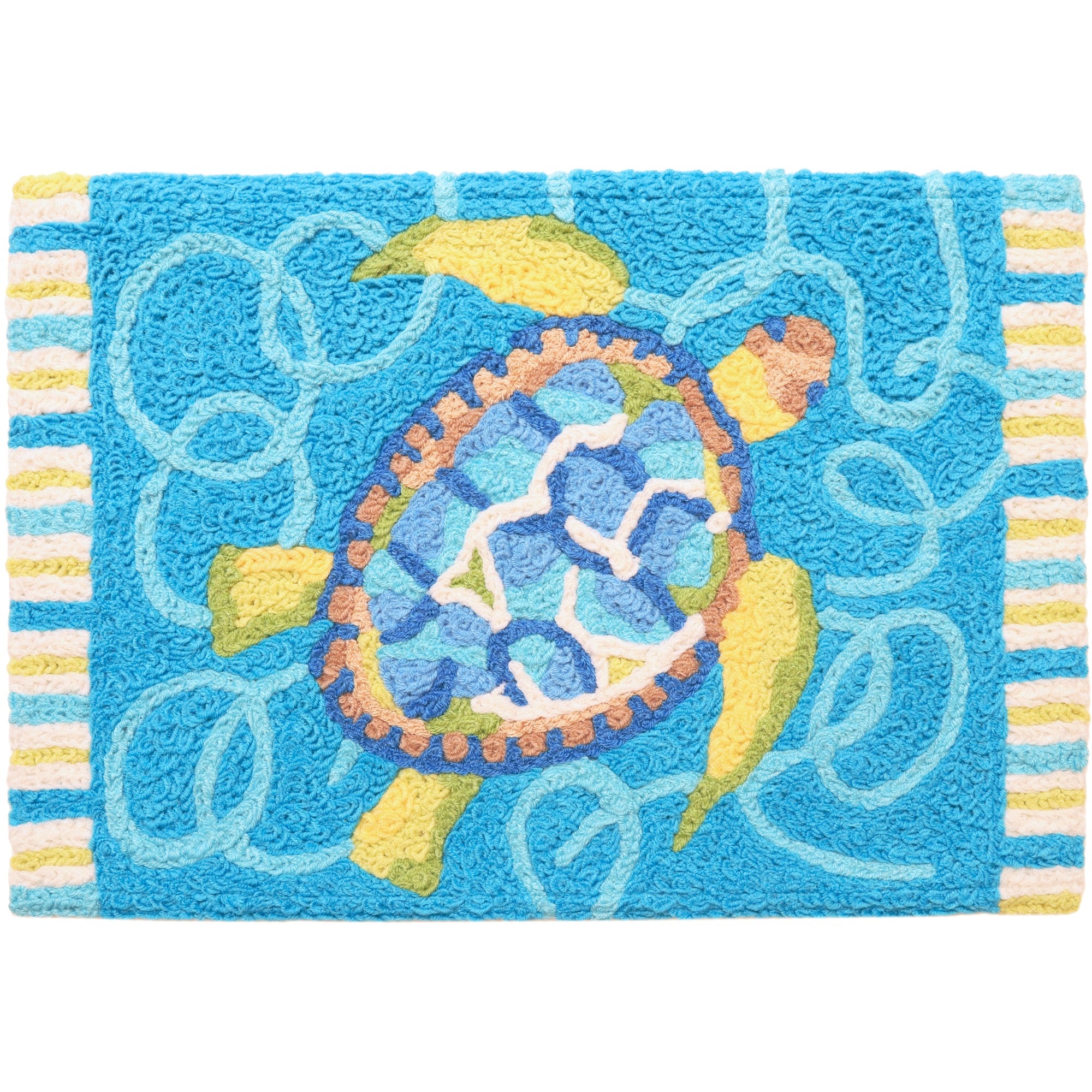 Jellybean Blue Turtle & Swirls 20"x30" Washable Accent Rug