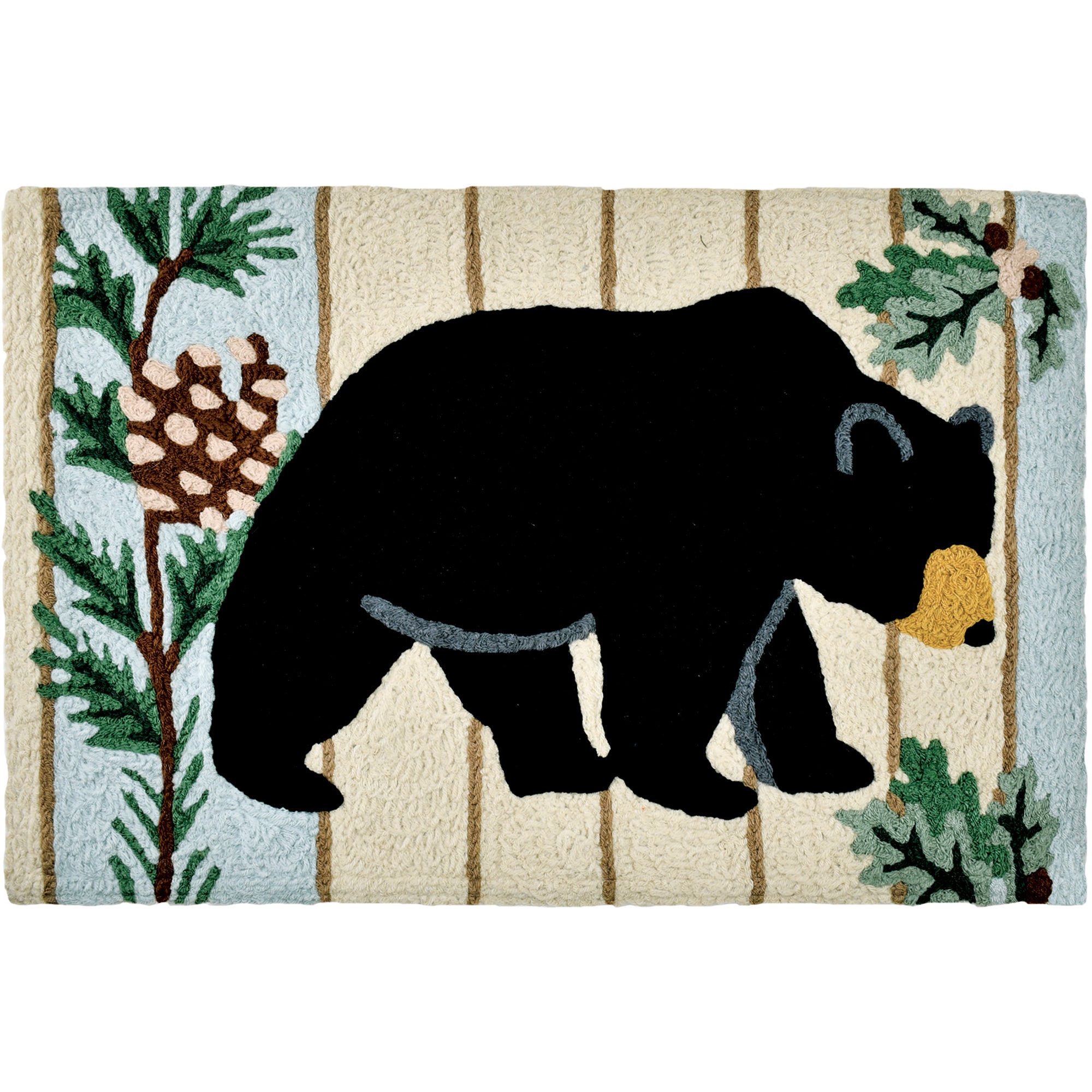 Black Bear & Pine Jellybean 20"x30" Washable Accent Rug