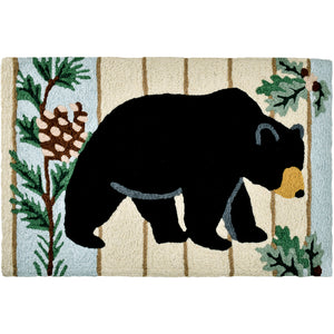 Black Bear & Pine Jellybean 20"x30" Washable Accent Rug