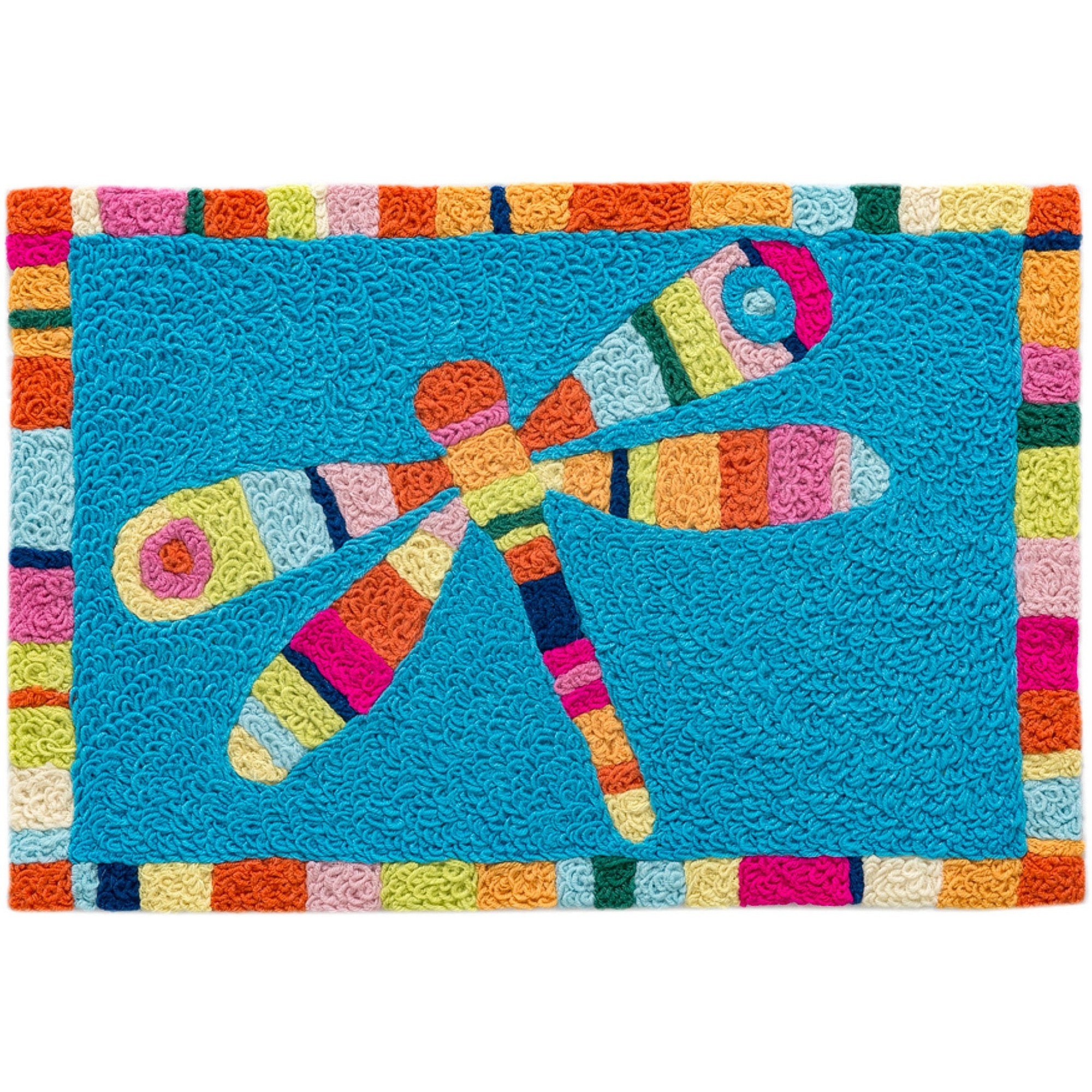 Striped Dragonfly Jellybean Accent Washable Rug 20" x 30"