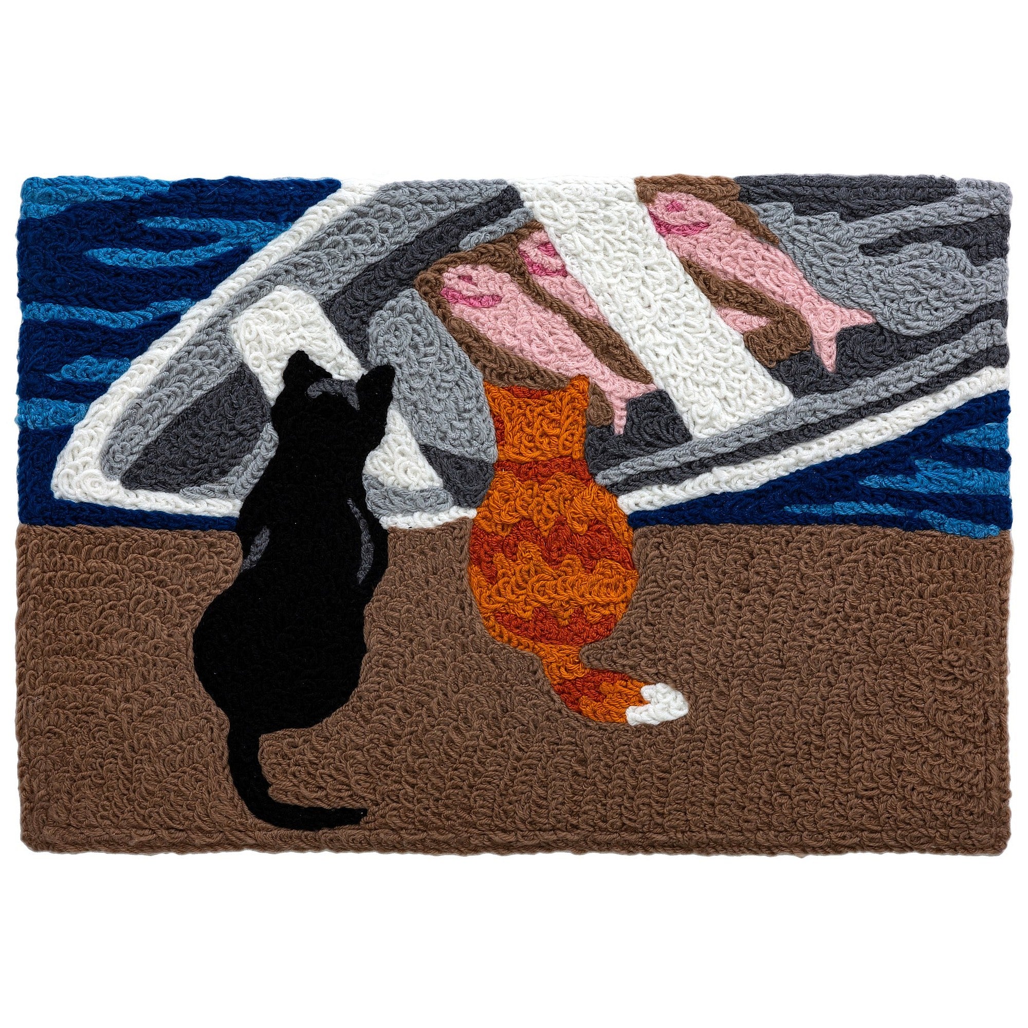 Fresh Catch Cats Jellybean Washable Accent Rug 20" x 30"