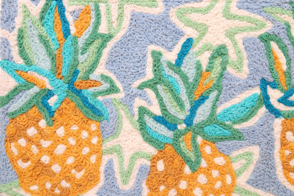 Jellybean Tropical Pineapples & Starfish 20"x30" Washable Accent Rug