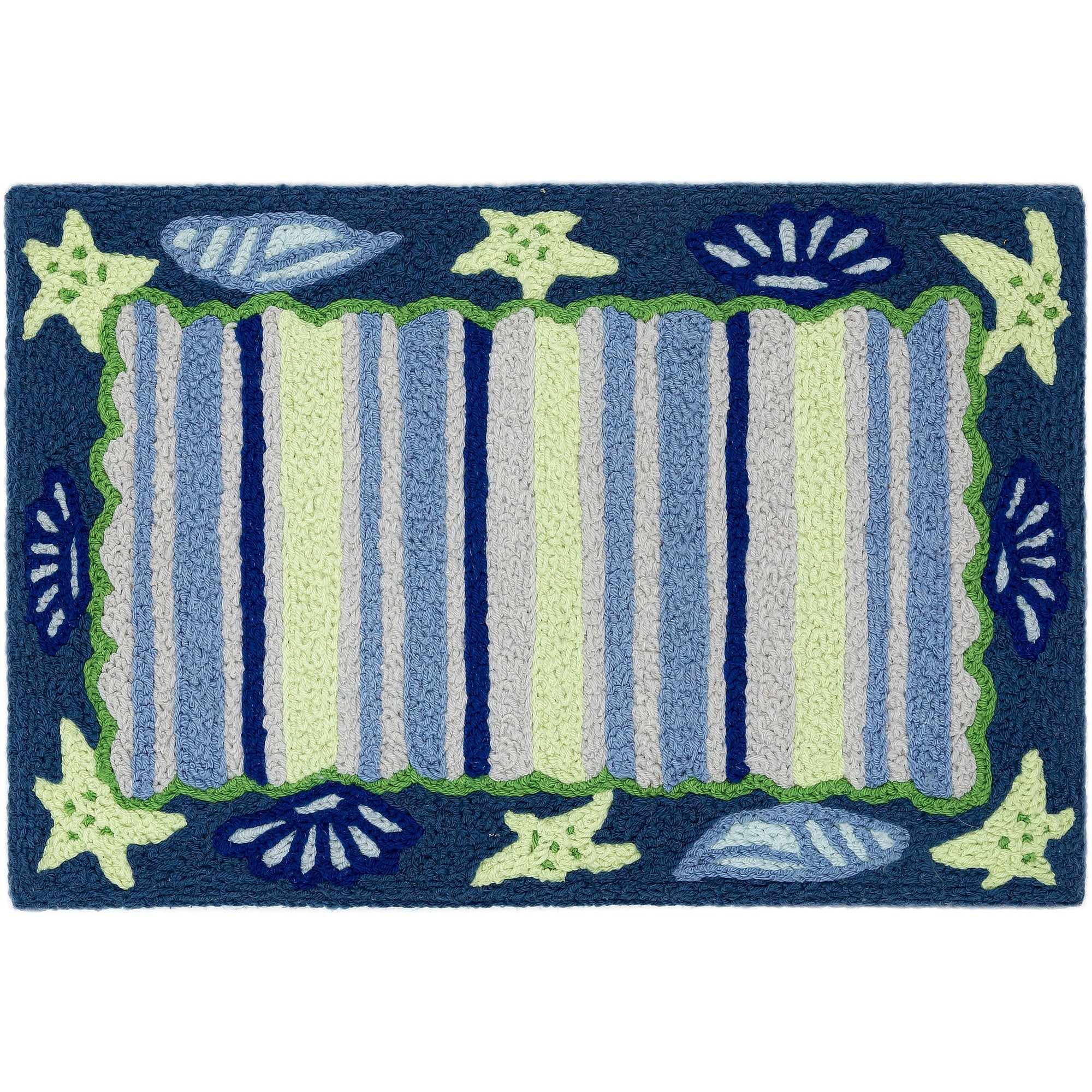 Shells and Stripes Jellybean Washable Accent Rug 20" x 30"