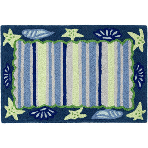 Shells and Stripes Jellybean Washable Accent Rug 20" x 30"