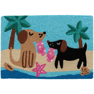 Pups on The Beach Jellybean Accent Washable Rug 20" x 30"