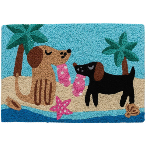 Pups on The Beach Jellybean Accent Washable Rug 20" x 30"