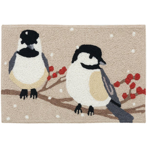 Winterberries & Chickadees Jellybean Accent Washable Rug 20" x 30"