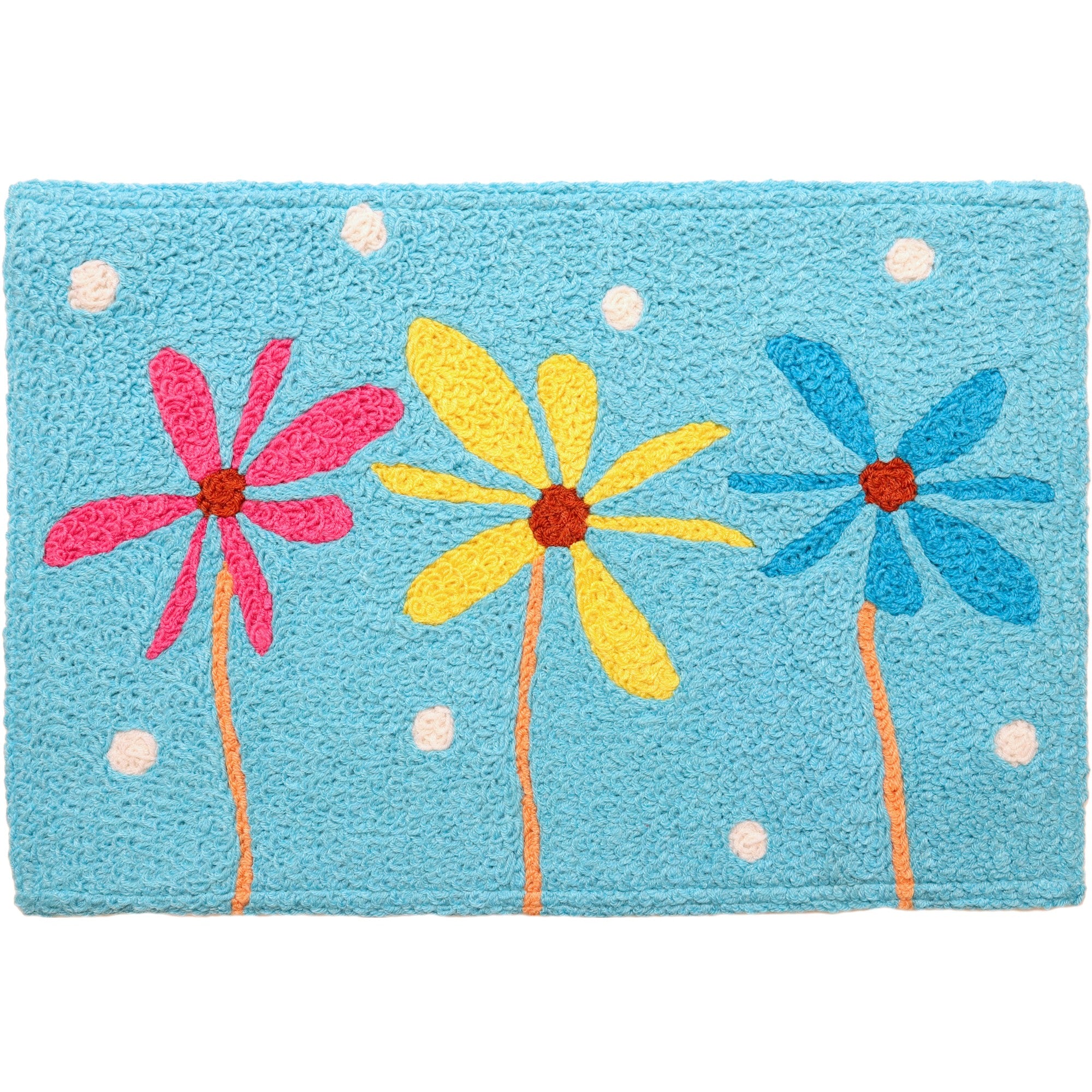 Jellybean  Pretty Posies on Sky Blue 20"x30" Washable Accent Rug
