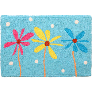 Jellybean  Pretty Posies on Sky Blue 20"x30" Washable Accent Rug
