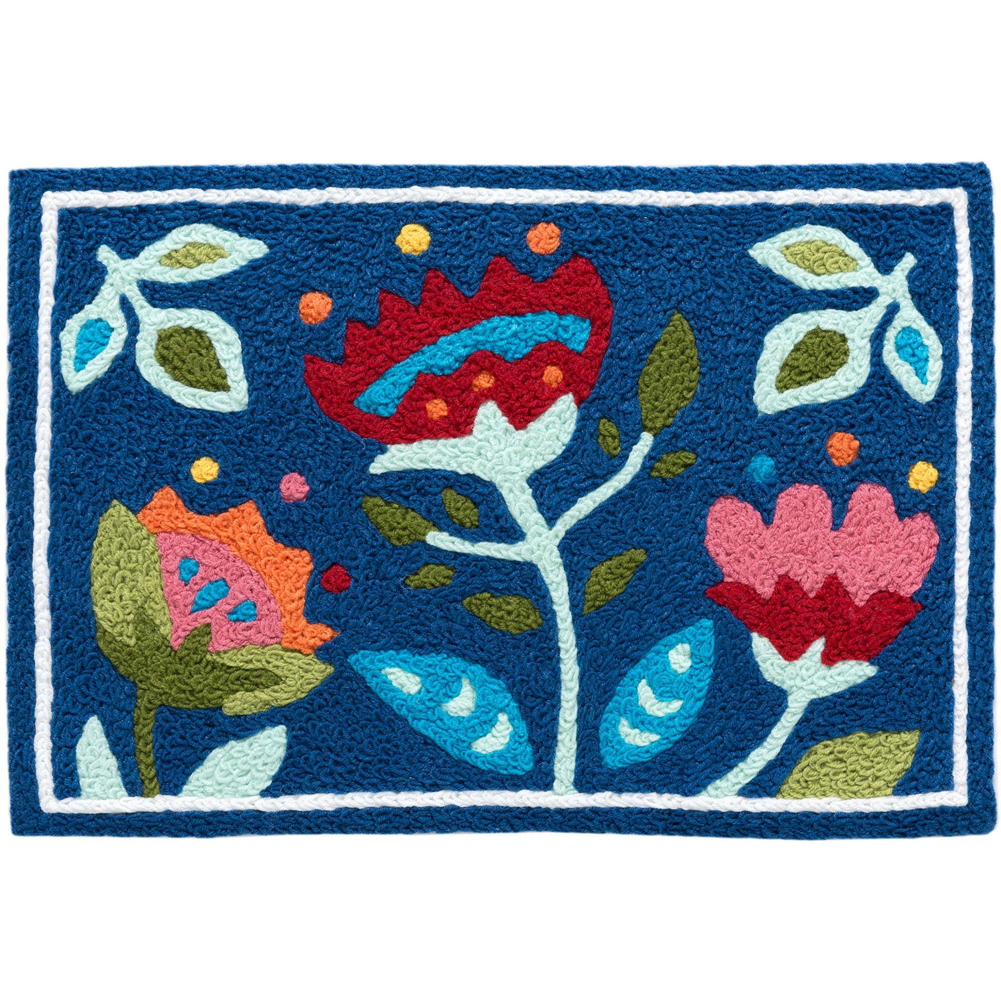 Folk Art Flowers Jellybean Accent Washable Rug 20" x 30"