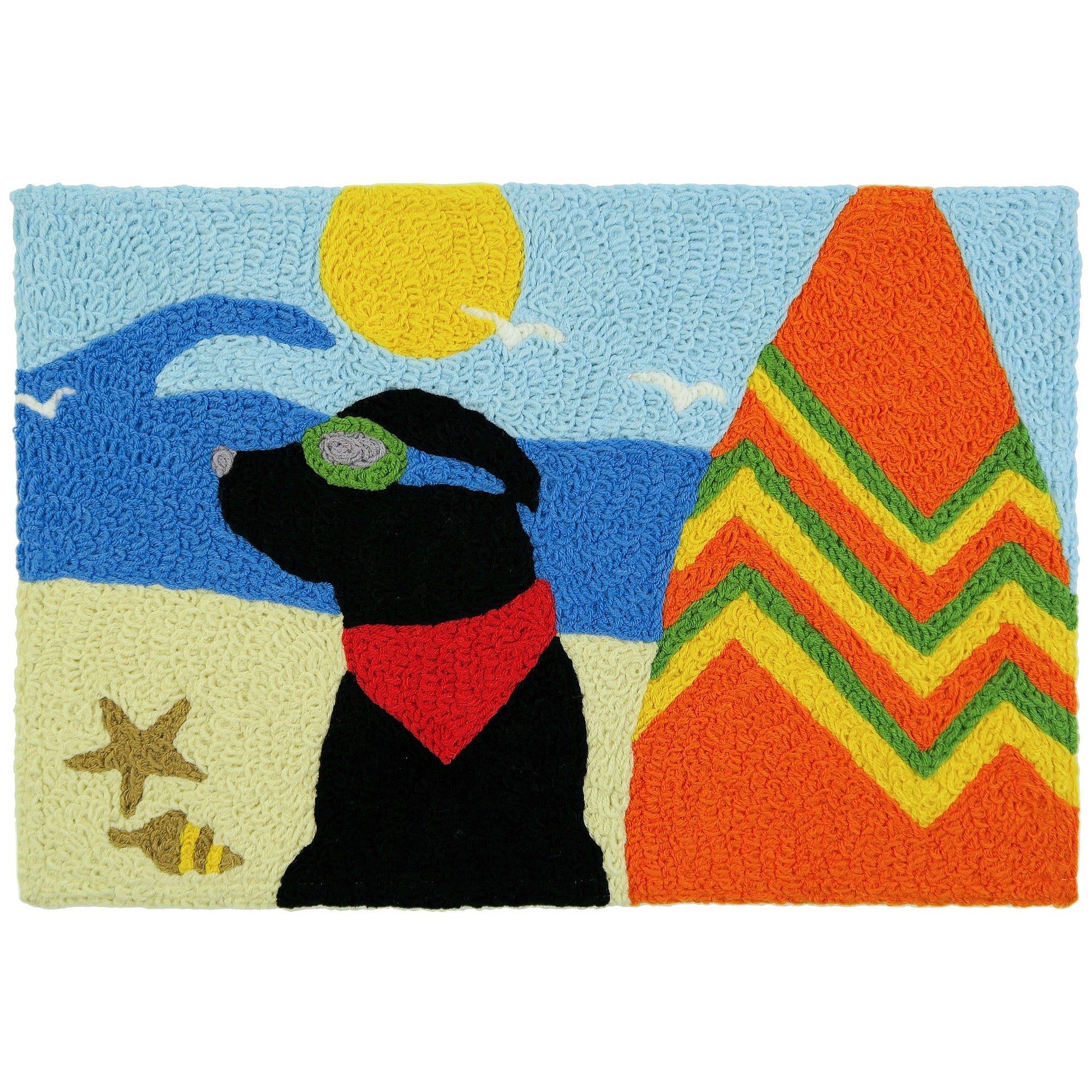 Surfer Dude Dog Jellybean Accent Washable Rug 20"x 30"