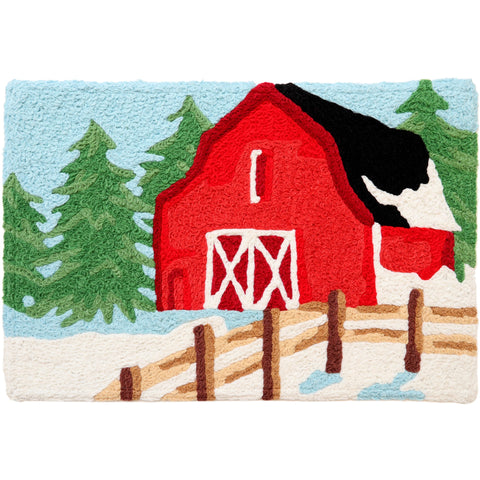 Holiday Red Barn Jellybean Rug Accent Washable Rug 20"x 30"