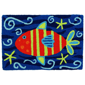 Striped Orange Fish Jellybean Accent Rug 20" x 30" Door Mat