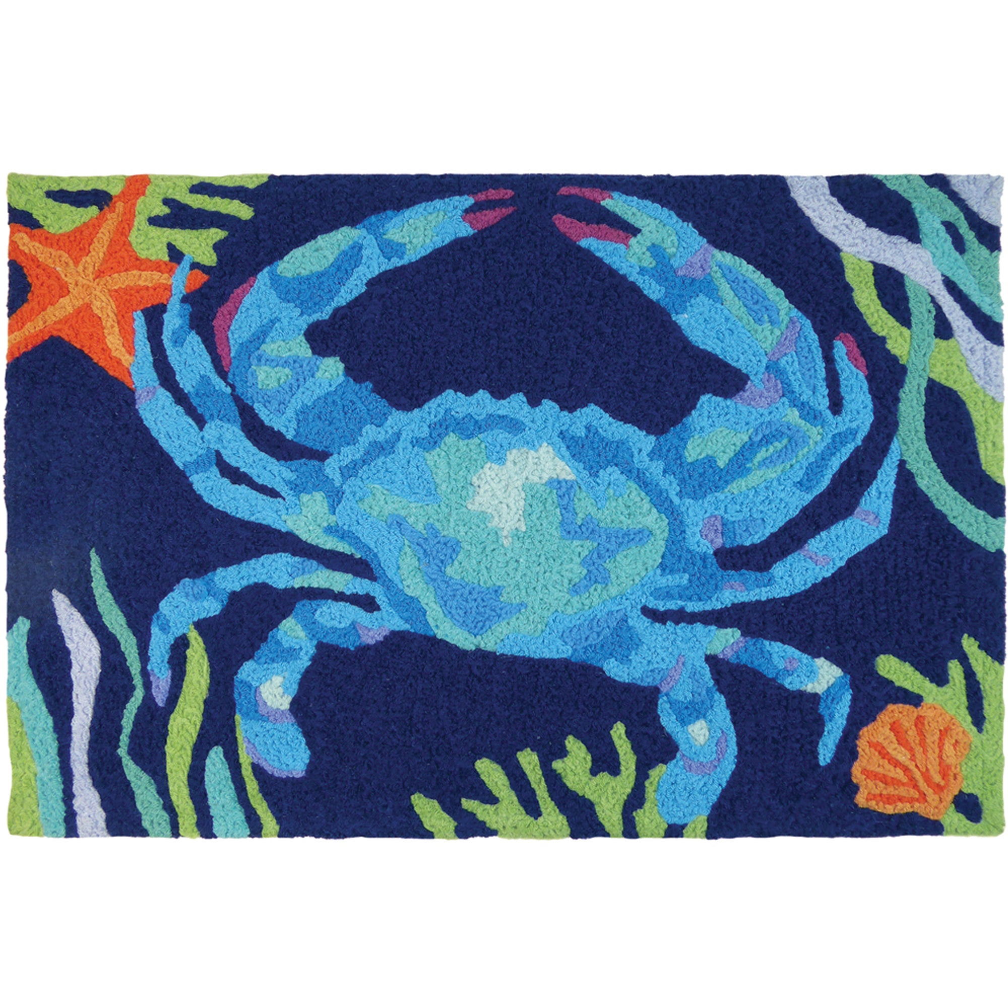 Deep Blue Crab  20" X 30" Jellybean Rug