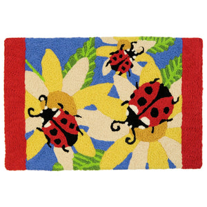 Ladybugs and Yellow Sunflowers Jellybean Accent Floral Rug 20" x 30" Door Mat
