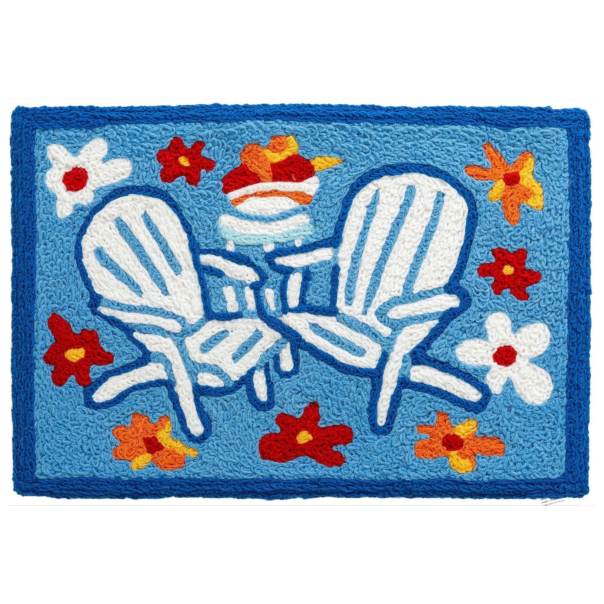 Adirondack Chairs & Flowers Jellybean Accent Floral Rug 20" x 30" Door Mat