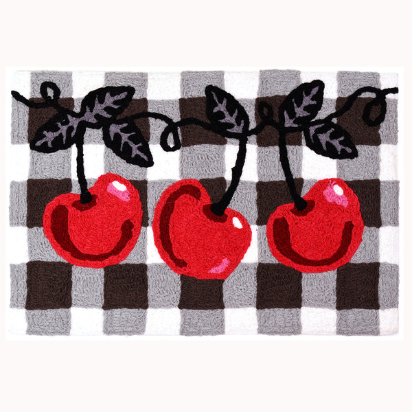 Cherries On Checks  20" X 30" Jellybean Rug