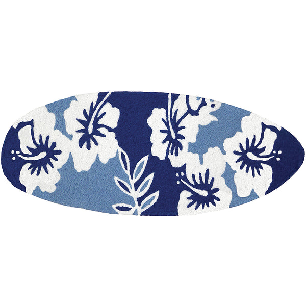 Surfboard - Navy Hibiscus  21" X 54" Jellybean Rug