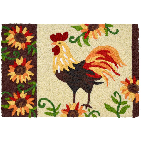 Rooster & Sunflowers  20" X 30" Jellybean Rug