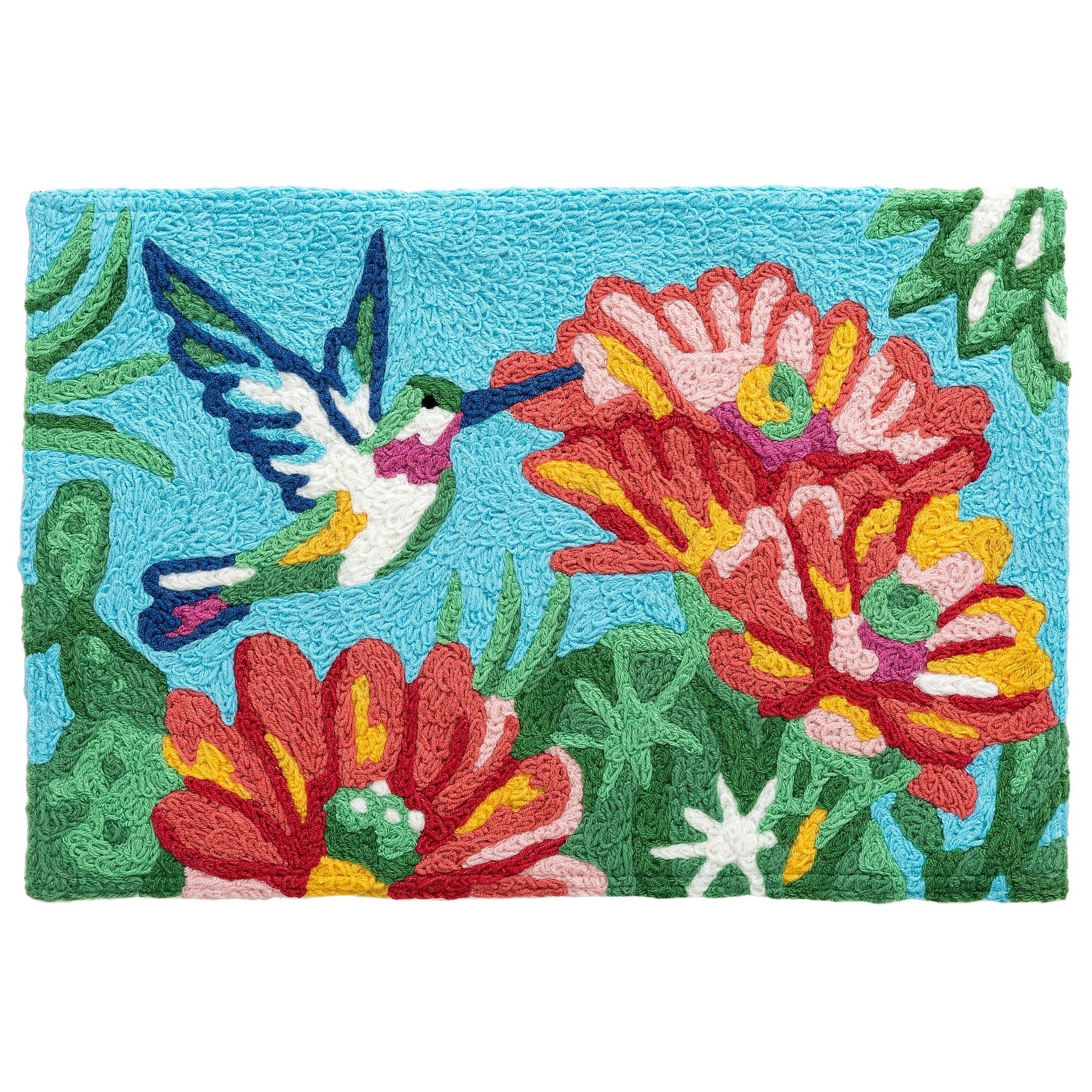Blooming Cactus Hummingbird Jellybean Accent Floral Rug with Flowers 20" x 30" Door Mat