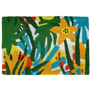 Palm & Flower Thatch Jellybean Accent Floral Rug with Flowers 20" x 30" Door Mat