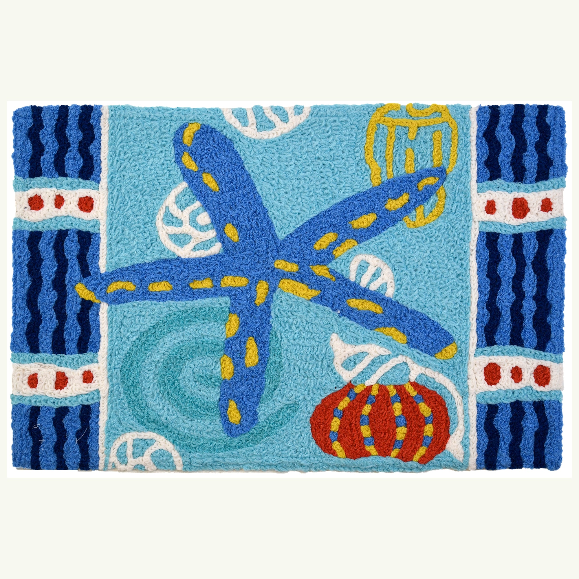 Teal Starfish 20" X 30" Jellybean Rug
