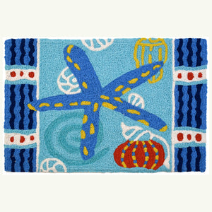 Teal Starfish 20" X 30" Jellybean Rug