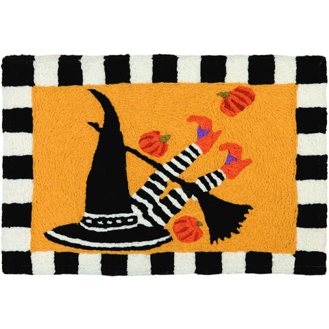 Wicked Witch Jellybean Accent Rug with Witch & Broom Halloween Rug 20"x30" Doormat