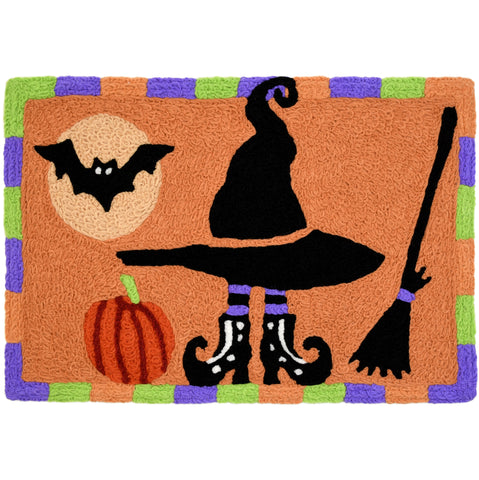 Witches Hat Halloween Rug w/ Pumpkin & Bat 20 x 30 Jellybean Accent Rug