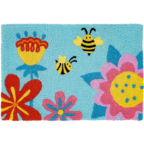 Jellybean Flowers, Bees and Ladybug 20"x30" Washable Accent Rug