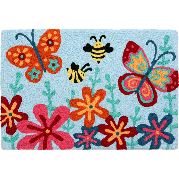Jellybean Butterfly and Bee Garden 20"x30" Washable Accent Rug