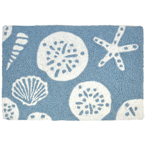 White Shells On Blue  20" X 30" Jellybean Rug