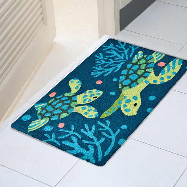 Deep Blue Sea Turtles  20" X 30" Jellybean Rug