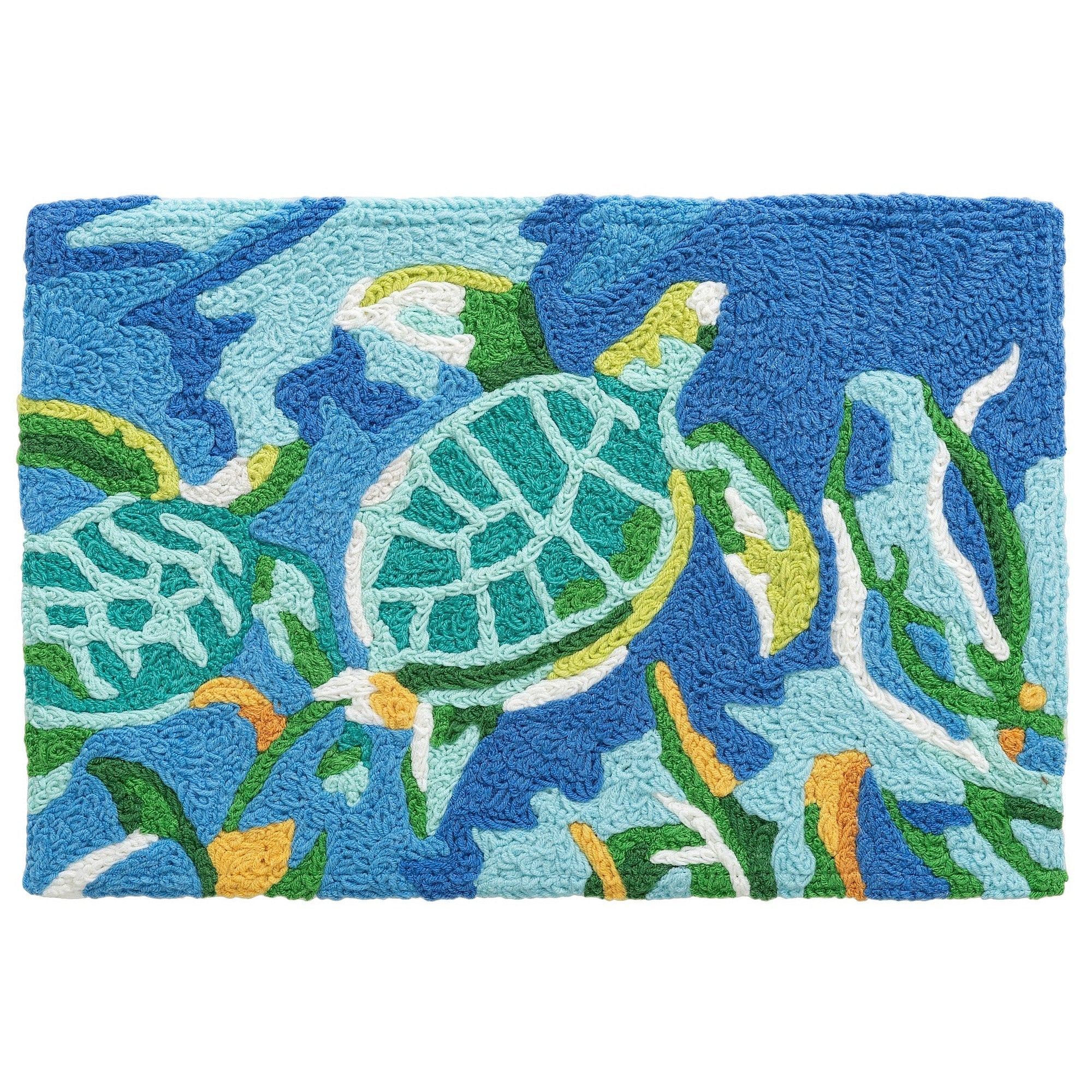 Swimming Turtles Ocean Themed Jellybean Accent Coastal Rug 20" x 30" Door Mat
