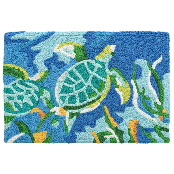 Swimming Turtles Ocean Themed Jellybean Accent Coastal Rug 20" x 30" Door Mat
