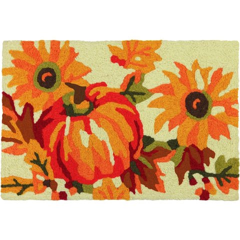 Season's Keepsake Jellybean Accent Rug with Pumpkin & Flowers Floral Rug 20"x30" Doormat