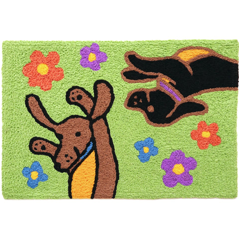 Jellybean Flower Power Dogs 20"x30" Washable Accent Rug