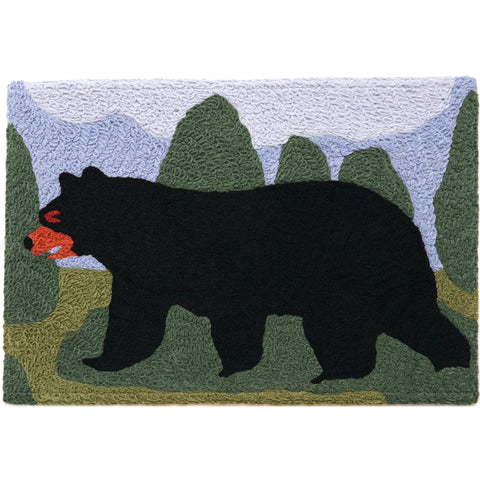 Jellybean Brown Bear in Mountains 20"x30" Washable Accent Rug