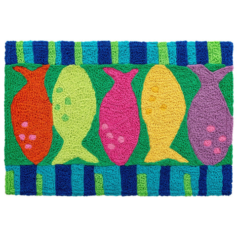 Watercolor Fish Jellybean Accent Coastal Rug 20" x 30" Door Mat