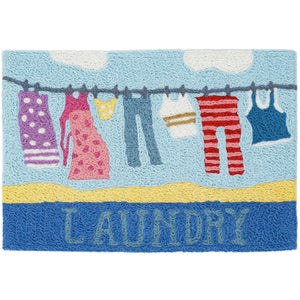 Jellybean Laundry Time Clothesline 20"x30" Washable Accent Rug
