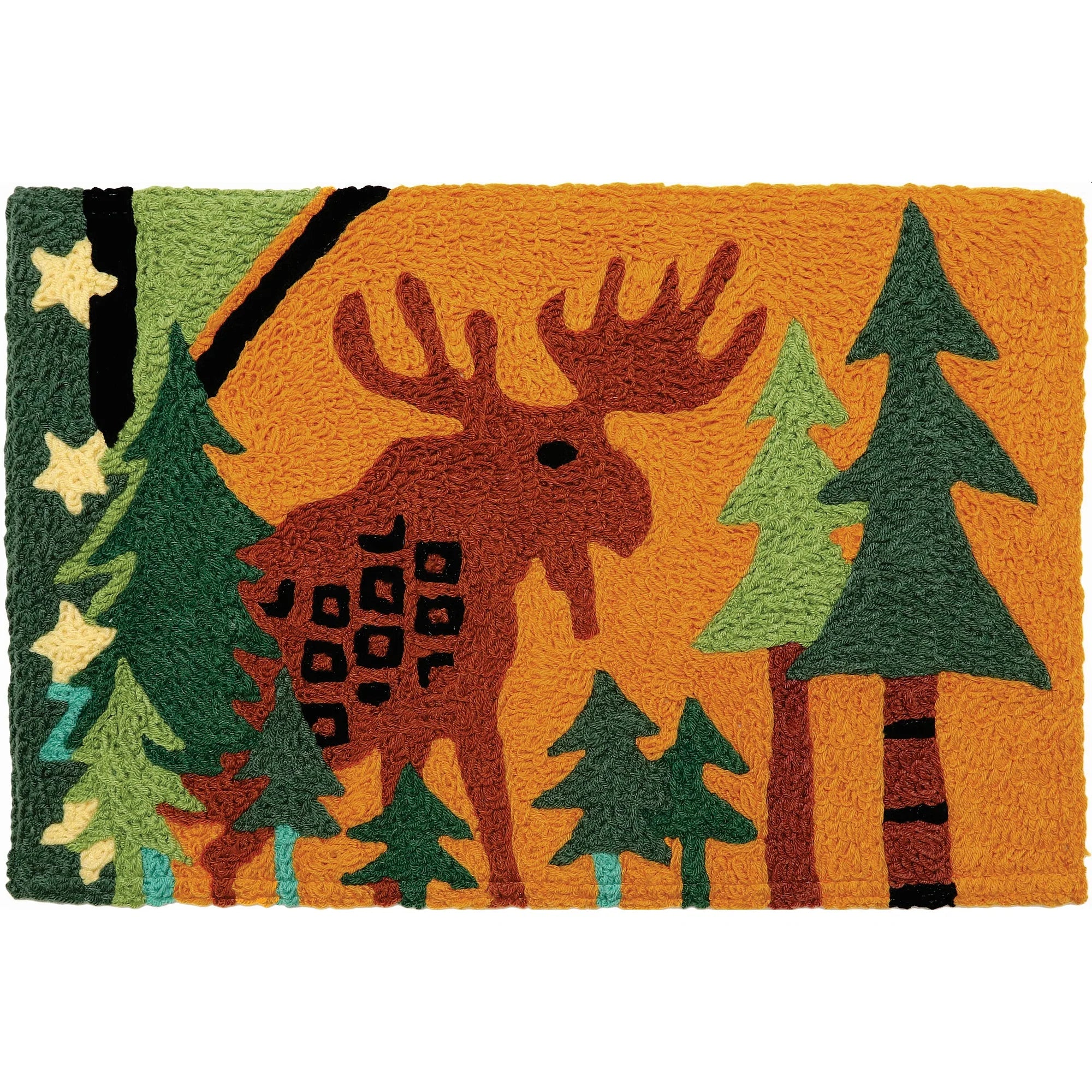 Jellybean Moose in Pine Forest 20"x30" Washable Accent Rug