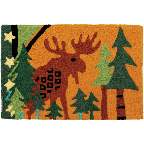 Jellybean Moose in Pine Forest 20"x30" Washable Accent Rug