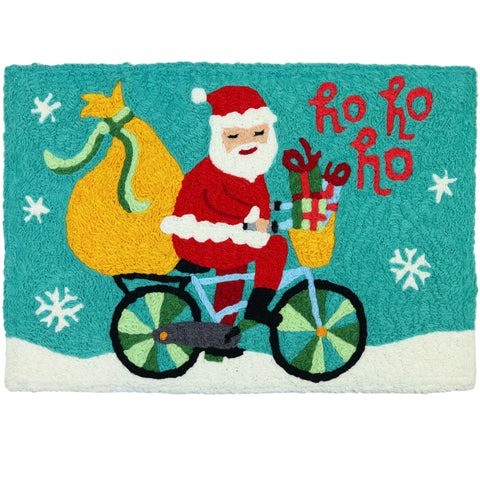 Cycling Santa Jellybean Accent Rug with Santa Claus Christmas Rug 20"x30" Doormat
