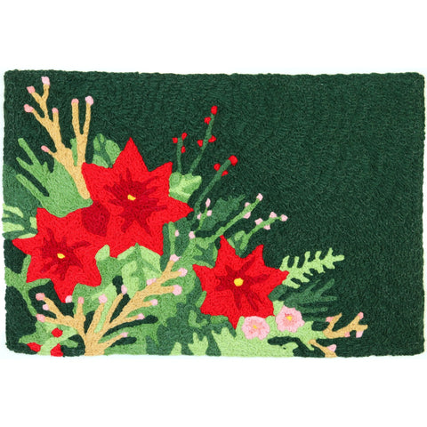 Christmas Bouquet Jellybean Accent Rug with Poinsettias Christmas Floral Rug 20"x30" Doormat